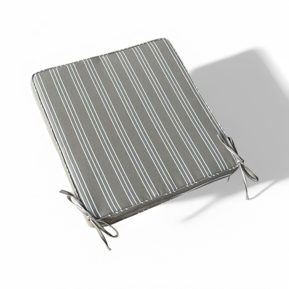 Coussin d'assise véritable rayé gris tourterelle