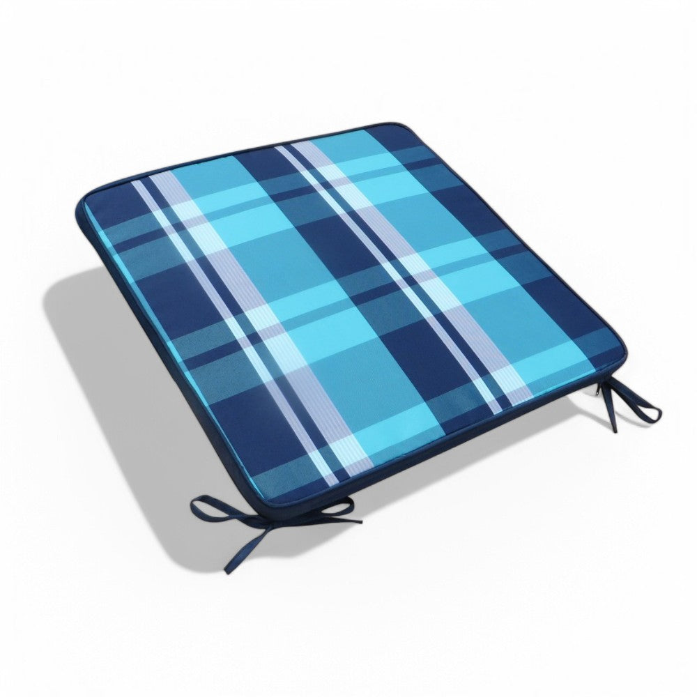 Coussin de siège véritable grand à carreaux bleu