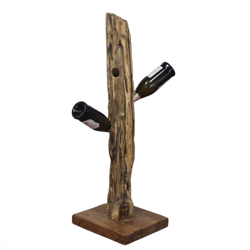 Porta bottiglie in legno teak 30x35xH100 cm per arredamento interno