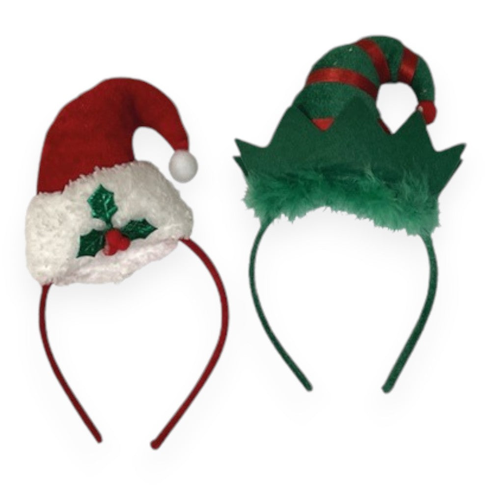 cerchietti di natale con cappellino morbido assortiti accessori natalizi per feste 17x4xH21 cm leggero 0.02 kg