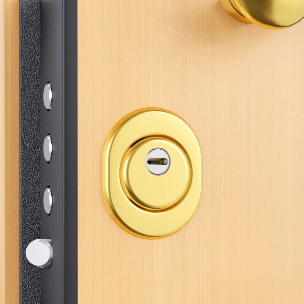 Defender per porte blindate con corpo in acciaio ottone lucido Cipierre 325C