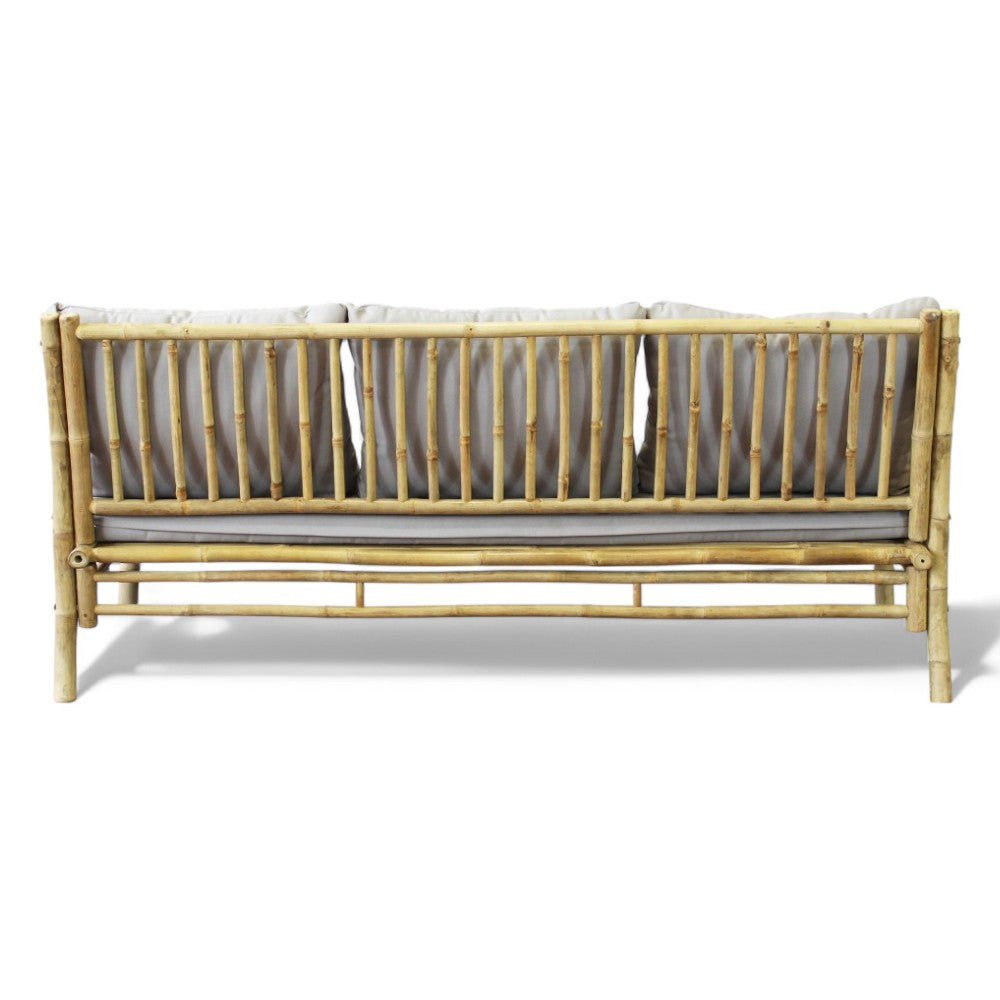 Divano rettangolare in legno bamboo marrone con cuscini 195x67xH35/80 cm Bronx