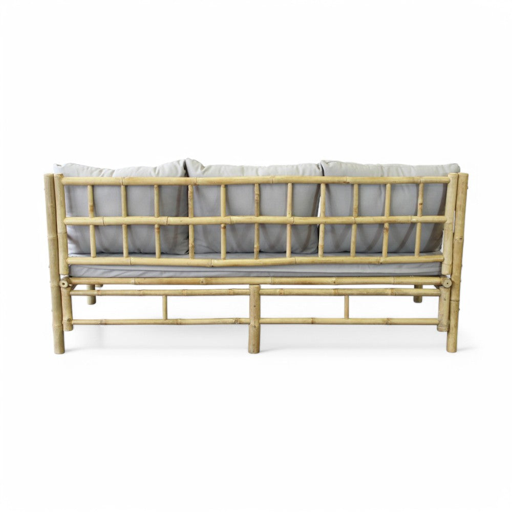Divano in legno bamboo con cuscini marrone 180x70xH35/80 cm per esterno Margarita