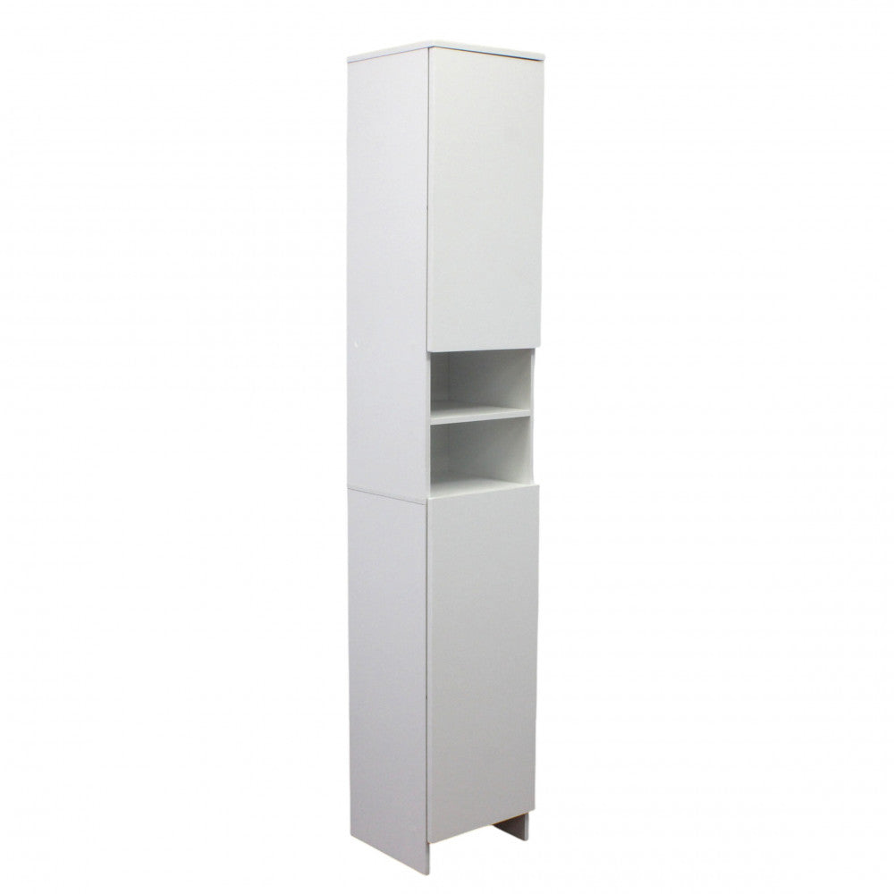 Armadio tuttopiani in legno bianco con 2 ante e 8 ripiani h173 cm