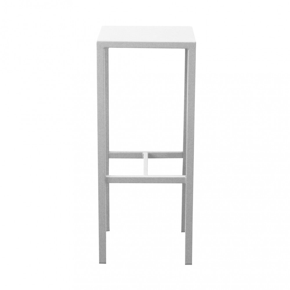 Sgabello alto fisso in metallo quadrato bianco 30x30xH75 cm
