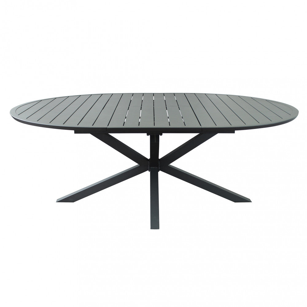 Tavolo in alluminio rotondo allungabile antracite con diametro 150x150xH75 cm Camet