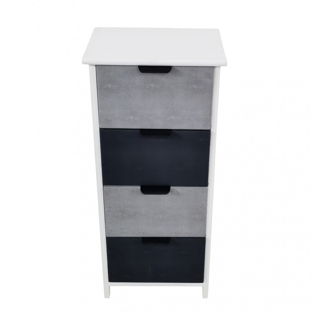 Mobiletto verticale in legno con quattro cassetti fisso bianco e grigio 34x25xH77 cm