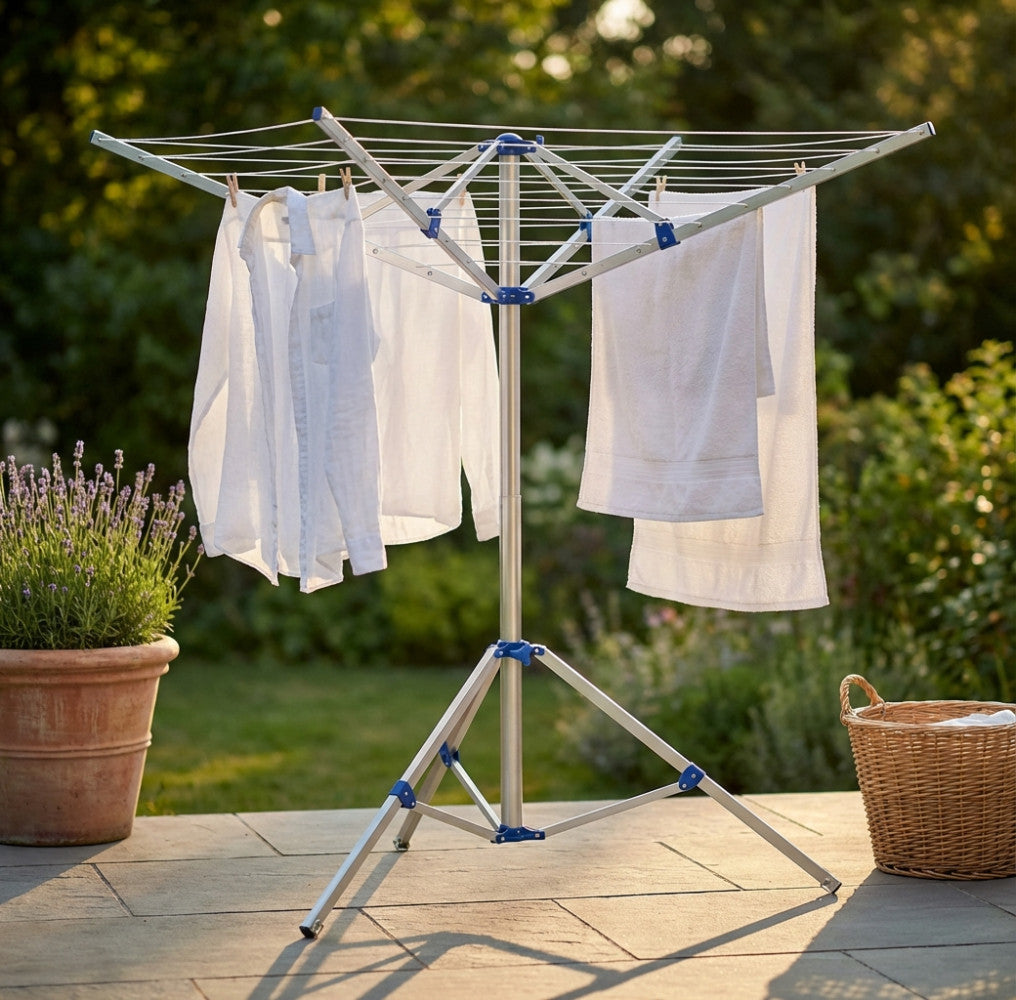 Corde à linge tour pliable en aluminium avec hauteur réglable et sac de transport