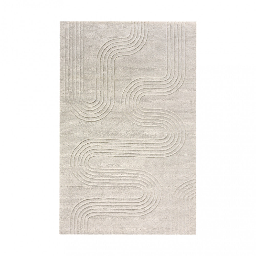 Tappeto da interno salotto 120x180 cm in lana e cotone con decoro geometrico