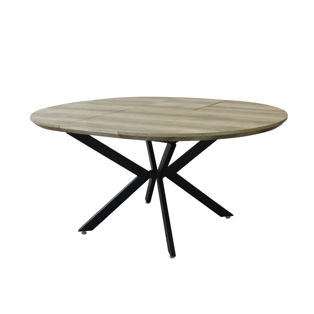 Tavolo rotondo allungabile con piano in MDF e struttura in metallo 120/160x120xH76 cm Garry