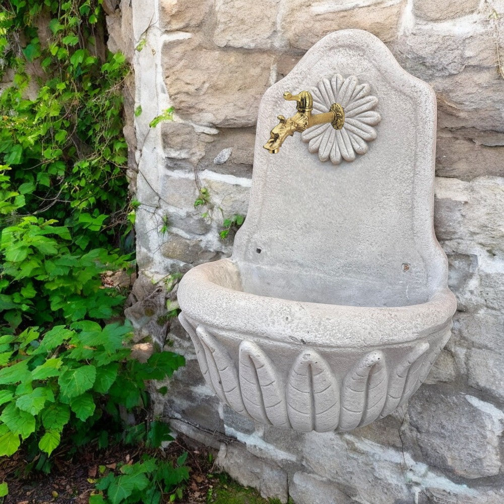 Fontaine Murale Feuille Grise 47x23xH66cm Decogarden