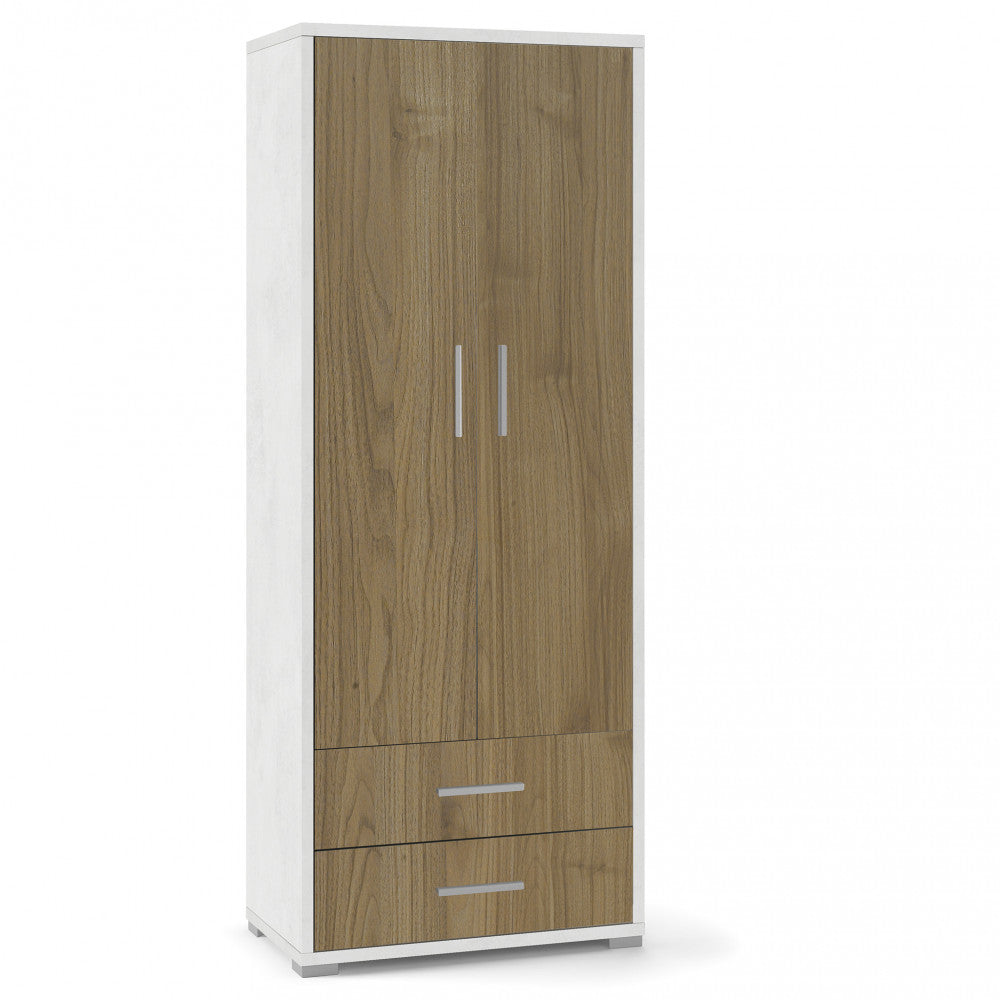 Adb359Osnsk Meuble 2Portes 2Cas H182 L71 Kit Oxyde Blanc Et Noyer Stelvio