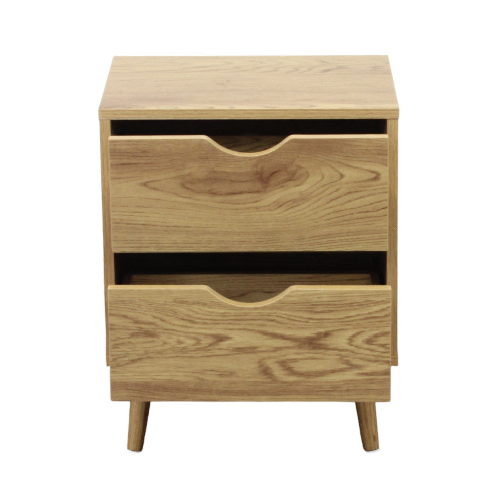 Comodino in legno naturale design moderno con cassetto e ripiano per camera da letto