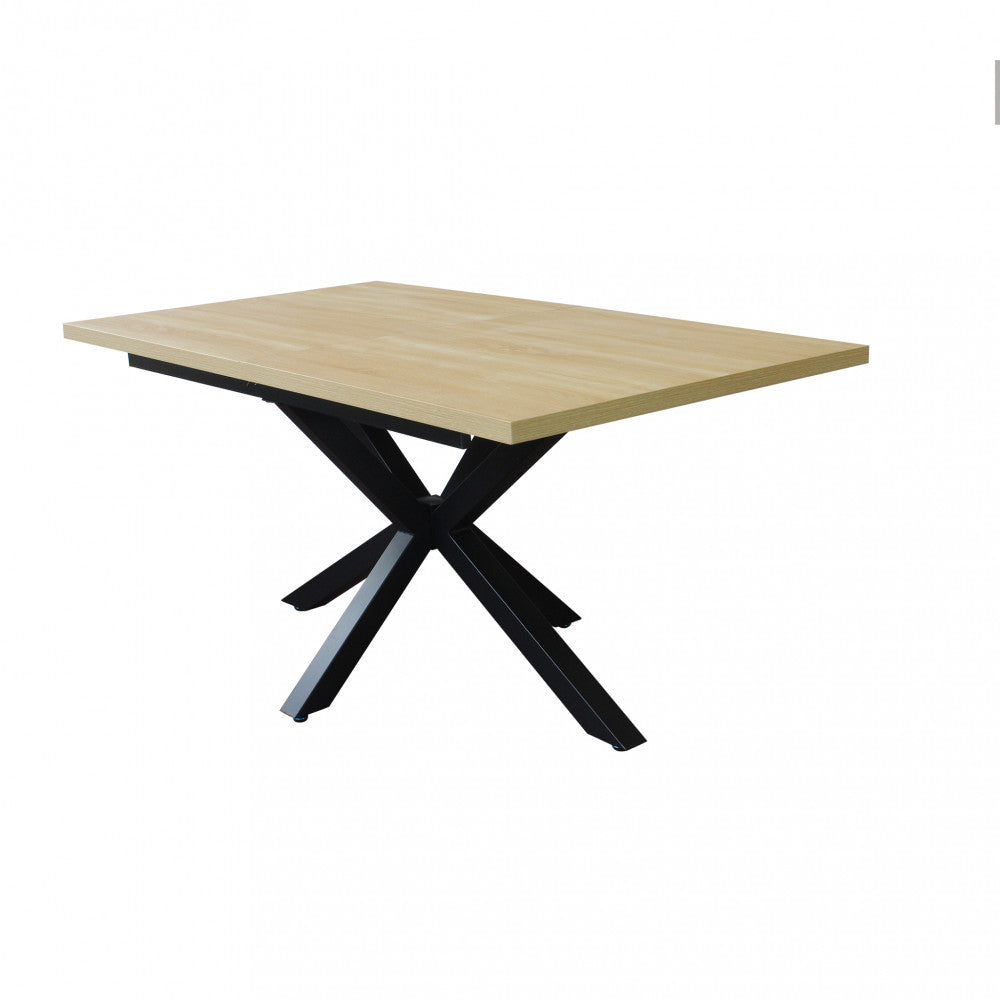 Tavolo allungabile con struttura in metallo nero e marrone con piano in mdf 90x160/200xH75 cm Gariè