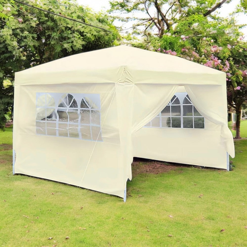 Gazebo bianco in tessuto oxford con chiusure laterali 3x3 mt