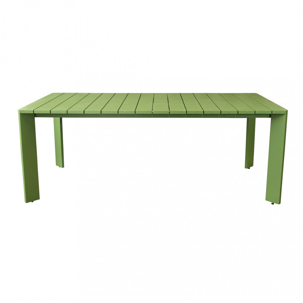 Table de jardin fixe d'extérieur en aluminium vert 200x100 cm avec pieds réglables Malen