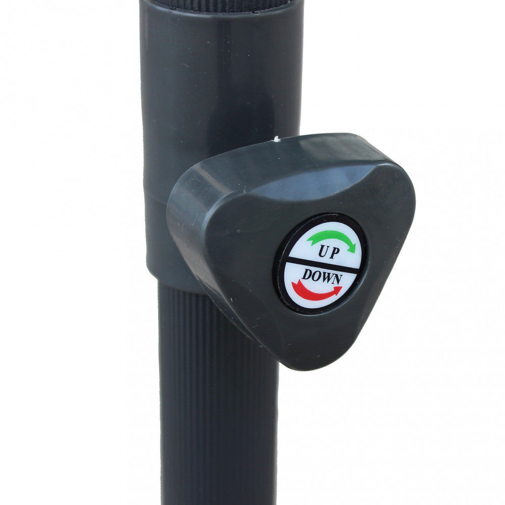 Ombrellone da giardino quadrato 2x2 mt nero con palo centrale grigio in alluminio e telo in poliestere 4 stecche