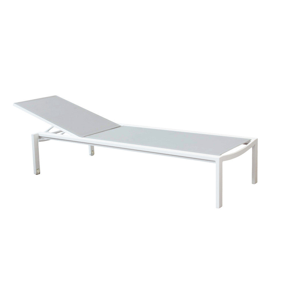 Lettino prendisole grigio chiaro impilabile rettangolare con struttura in alluminio 200x75xH39 cm Nefast