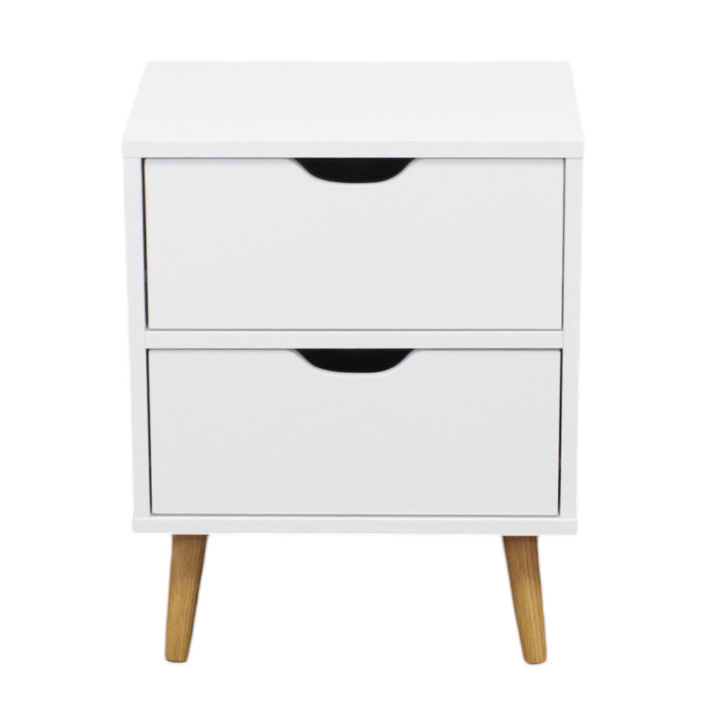 Comodino bianco elegante in legno con cassetto portaoggetti per camera da letto