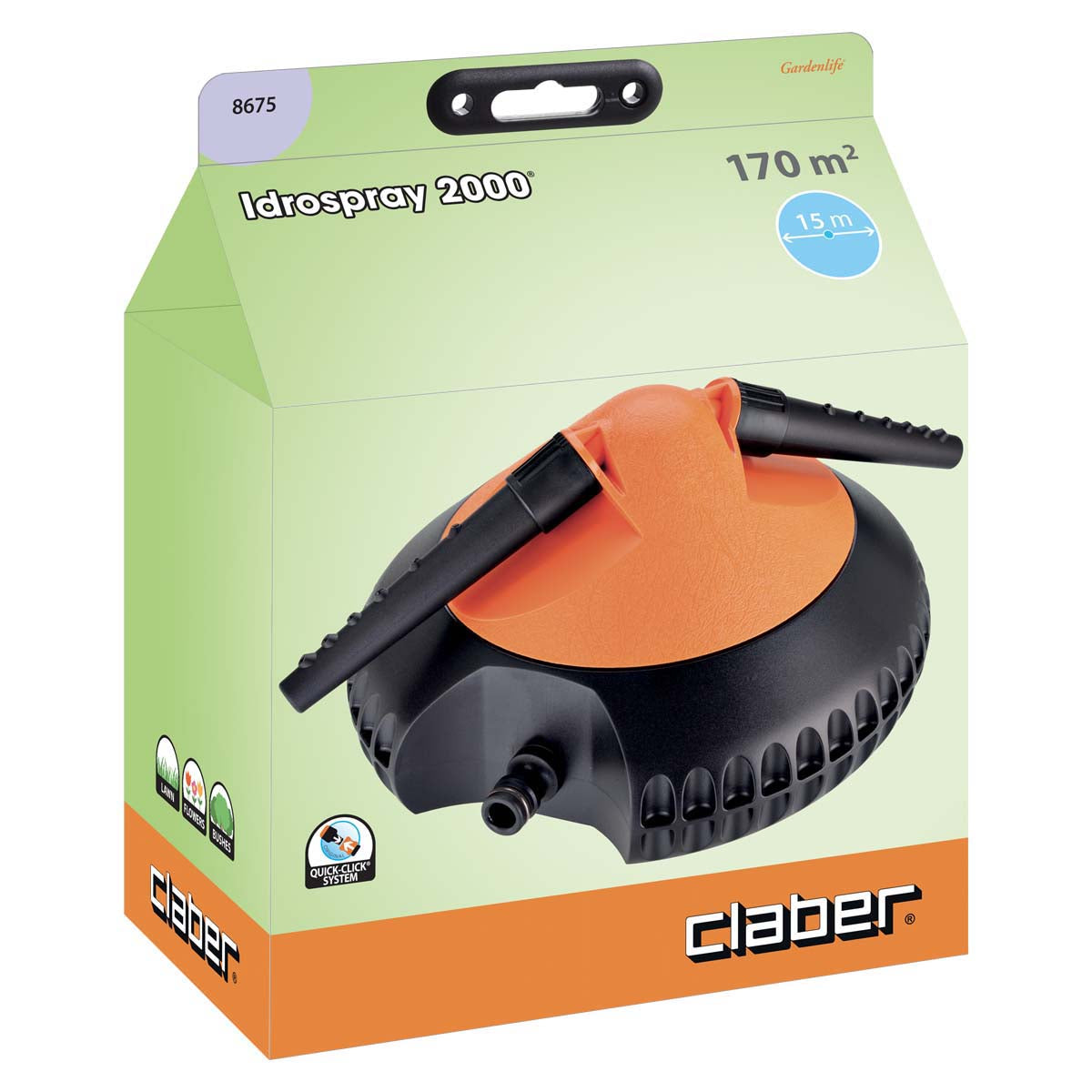 Idrospray 2000 8675 Arroseur à jet d'eau Claber avec pulvérisateur à deux bras rotatifs 