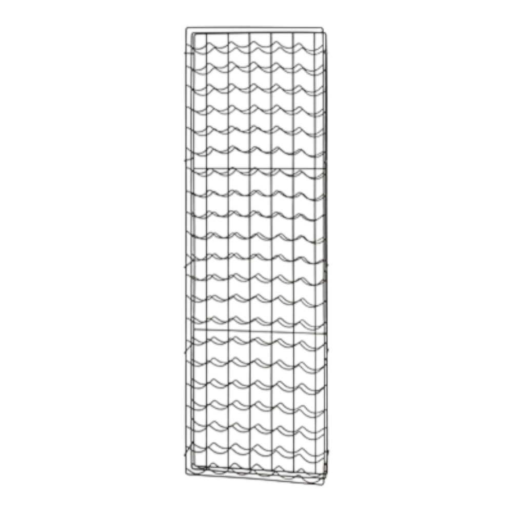Etagère 47x13x160 cm affichant 126 emplacements pour bombes aérosols
