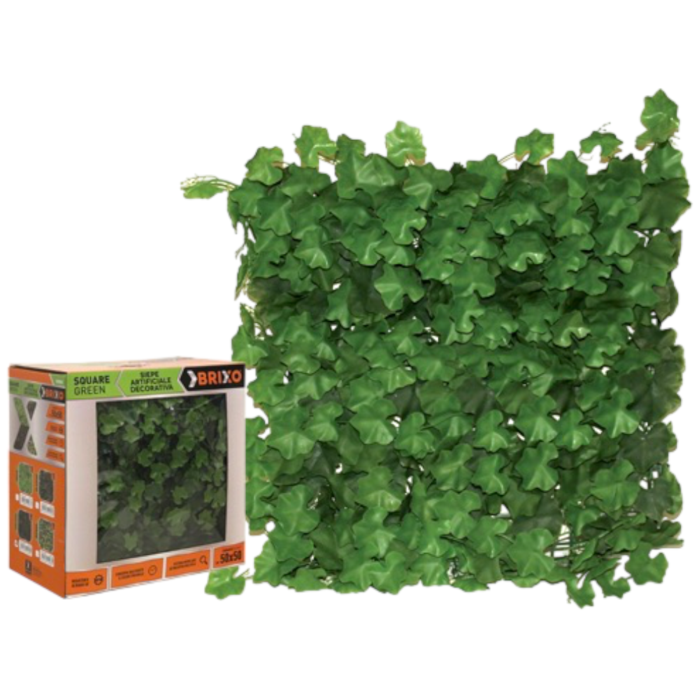 Haie d'ombrage synthétique en carrés de 50x50 cm avec feuilles de géranium, paquet de 10 pièces