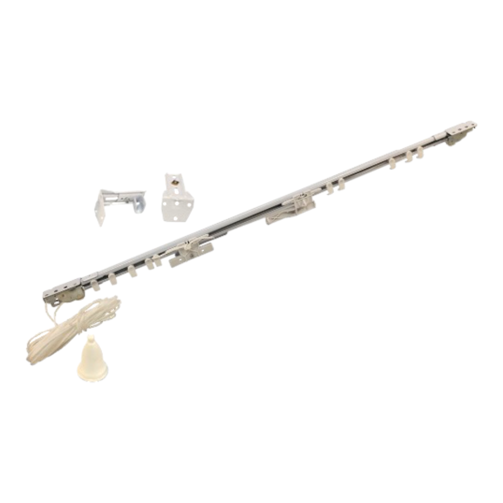 Coulisse de rideau extensible manuelle en acier blanc avec fermeture et supports réglables Orsa Minore Brixo