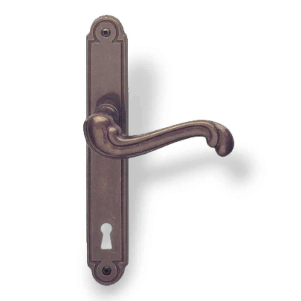 Poignée en alliage bronzé avec plaque de porte en bois