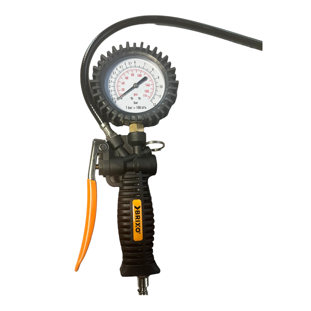 Pistolet de gonflage avec manomètre 12 bars et tuyau flexible avec connexion à baïonnette Brixo Airforce