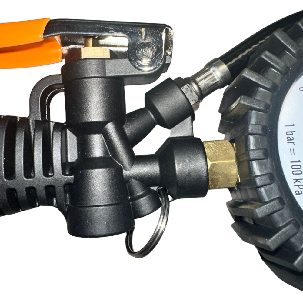 Pistolet de gonflage avec manomètre 12 bars et tuyau flexible avec connexion à baïonnette Brixo Airforce