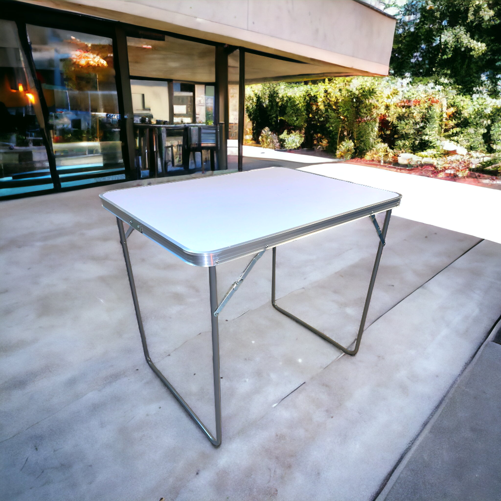 Table basse d'extérieur pliante 80x60 cm avec structure en acier et plateau en mdf Steely