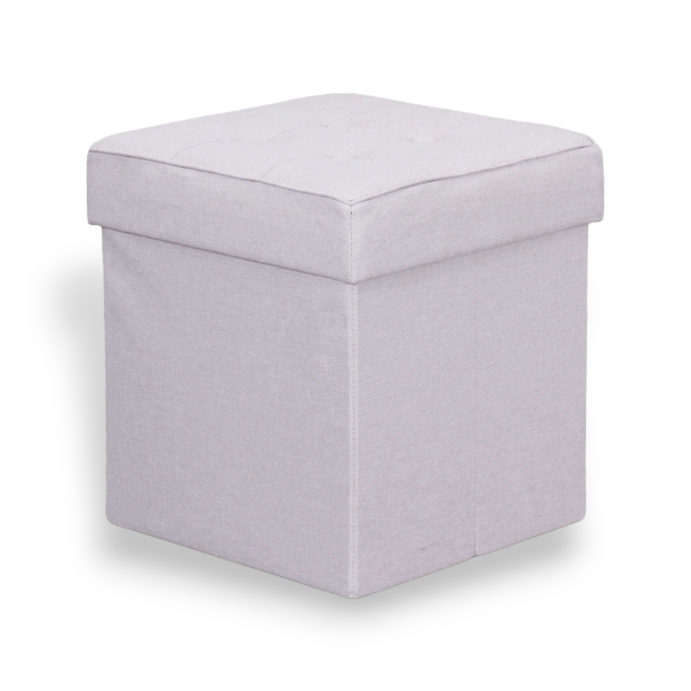 Pouf conteneur refermable 38x38x40 cm design recouvert de tissu