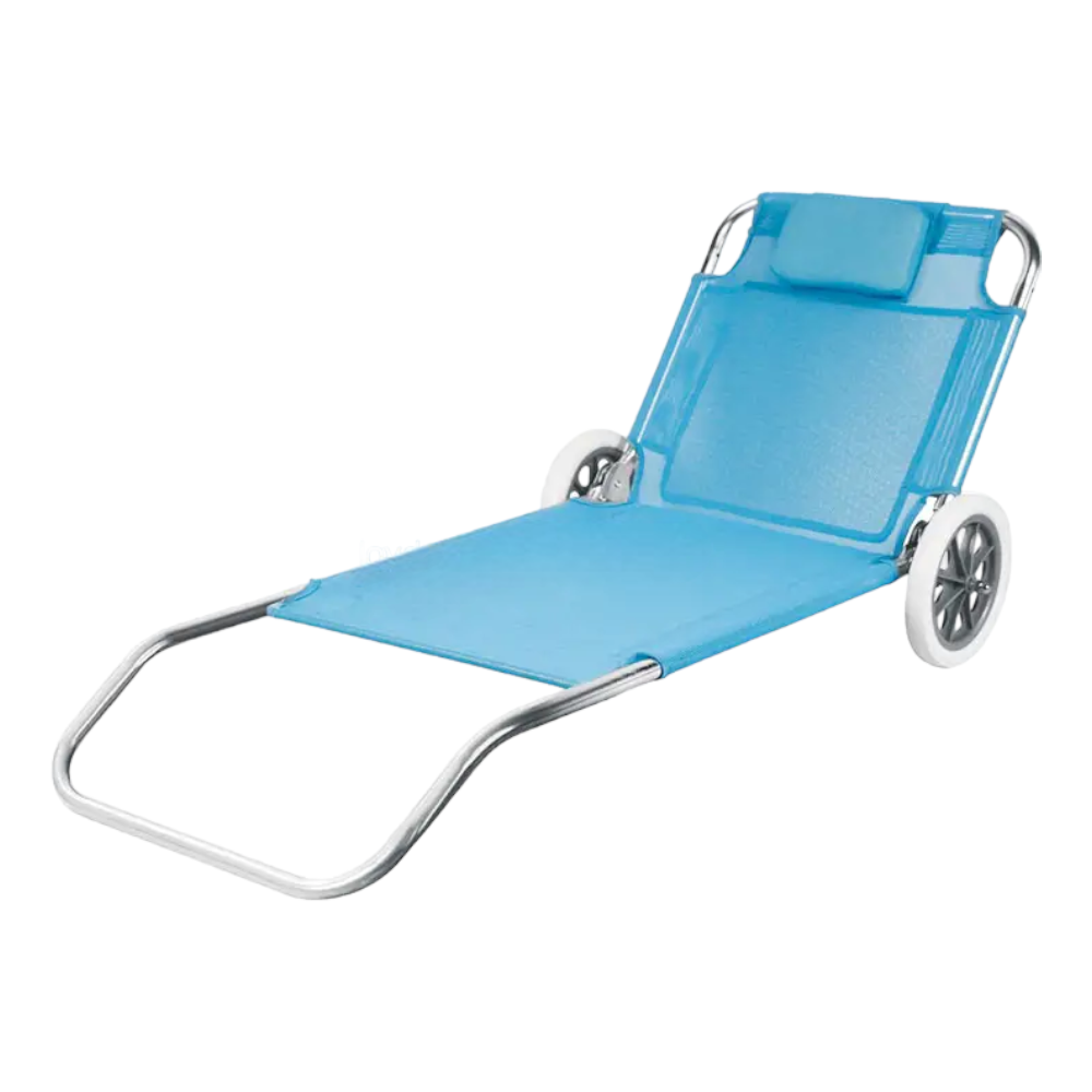 Chariot pliant en acier Spiaggina avec roues et appui-tête