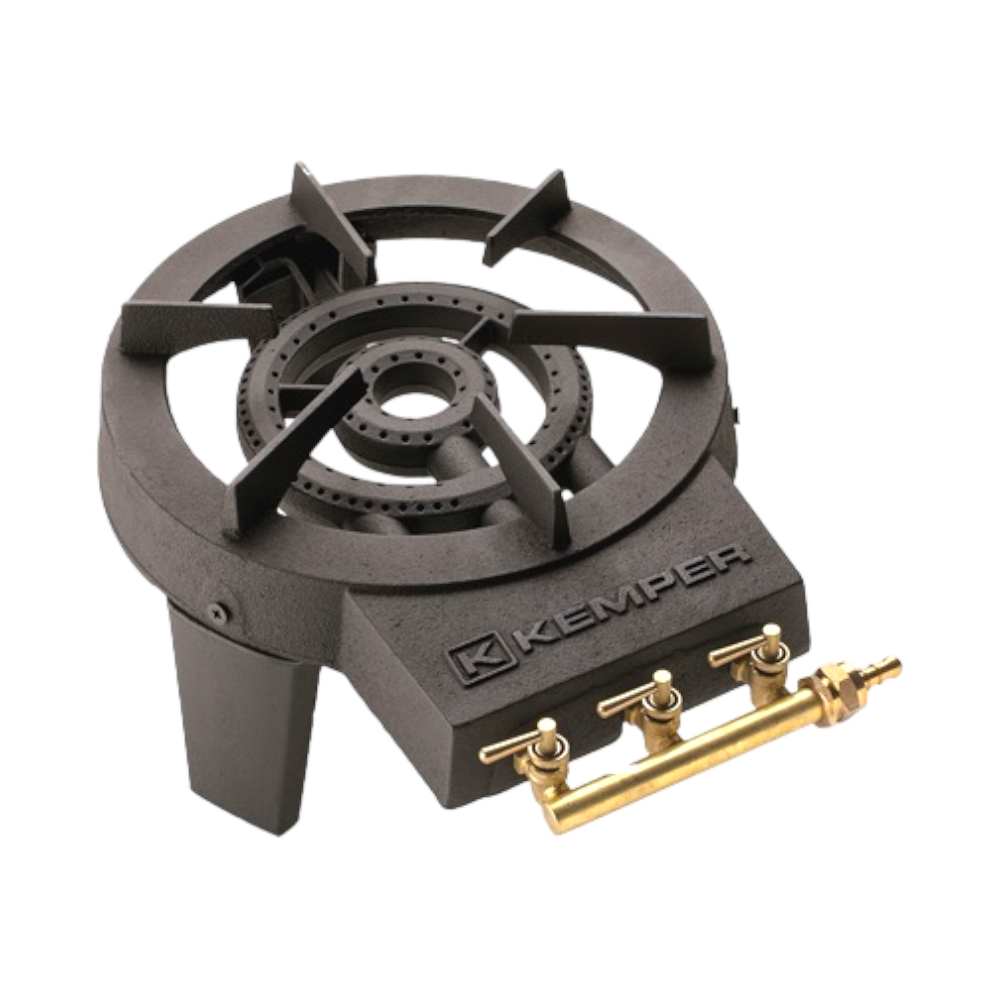 Fornellone a gas in ghisa con doppio bruciatore 8,6 kw e supporto smontabile Kemper