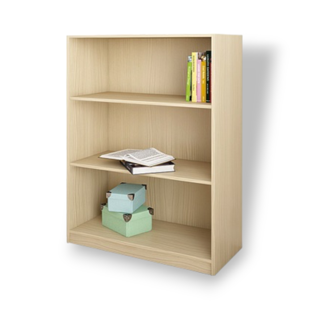 Bibliothèque basse 80x28xH106 cm avec 3 étagères pour intérieur salon en bois mélaminé