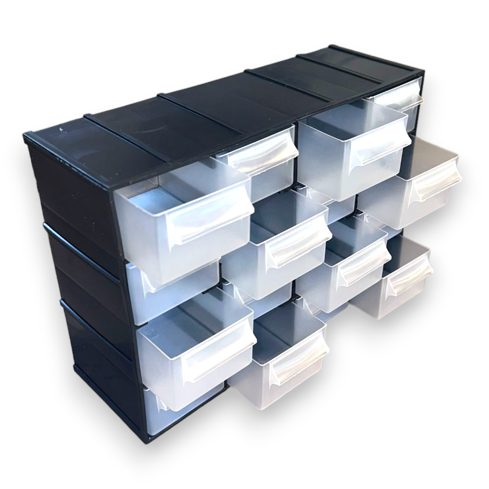 Commode rangement empilable pour petites pièces emboîtables avec 16 tiroirs 22x8,5xH15,6 cm