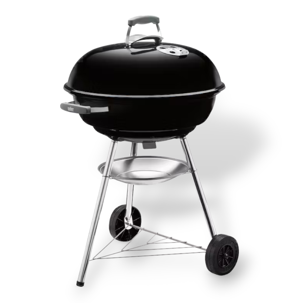 Barbecue à charbon rond avec roulettes et grille en acier chromé d'origine WEBER COMPACT KETTLE