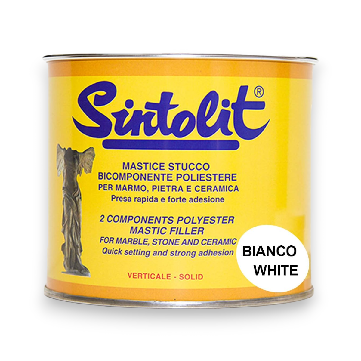 Stuc blanc en pot de 750 ml avec tube de durcisseur marbre et céramique SINTOLIT