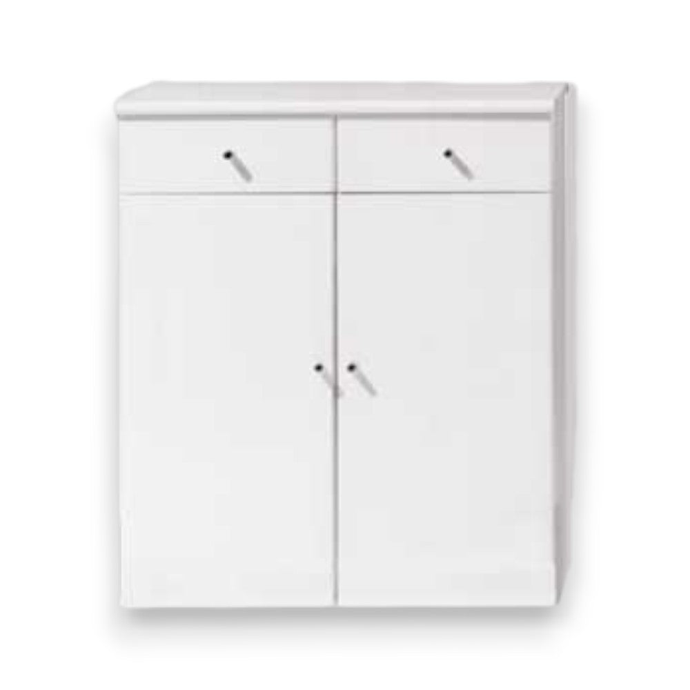 Meuble de salle de bain en bois laqué blanc avec 2 portes et 2 tiroirs Dolby 