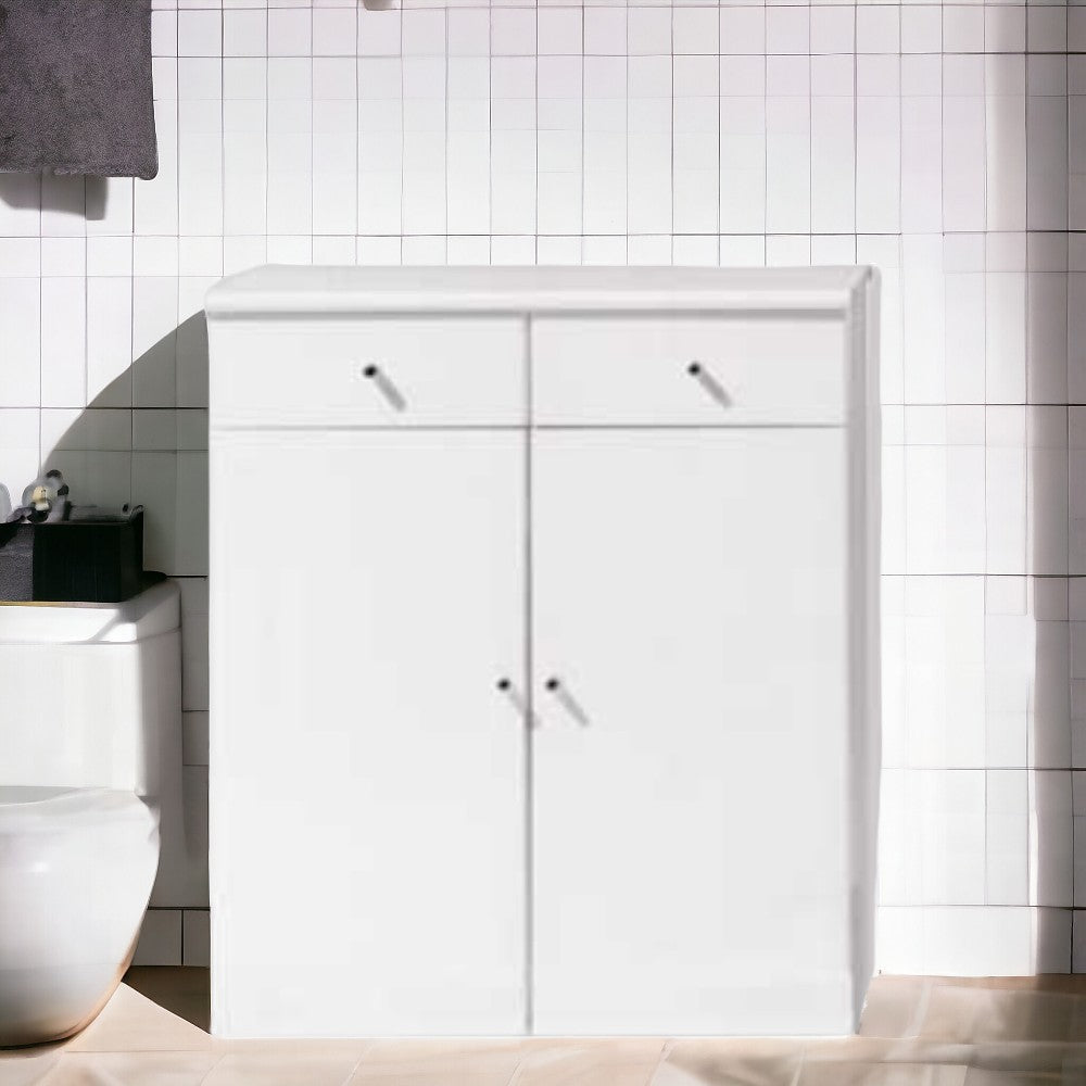Meuble de salle de bain en bois laqué blanc avec 2 portes et 2 tiroirs Dolby 