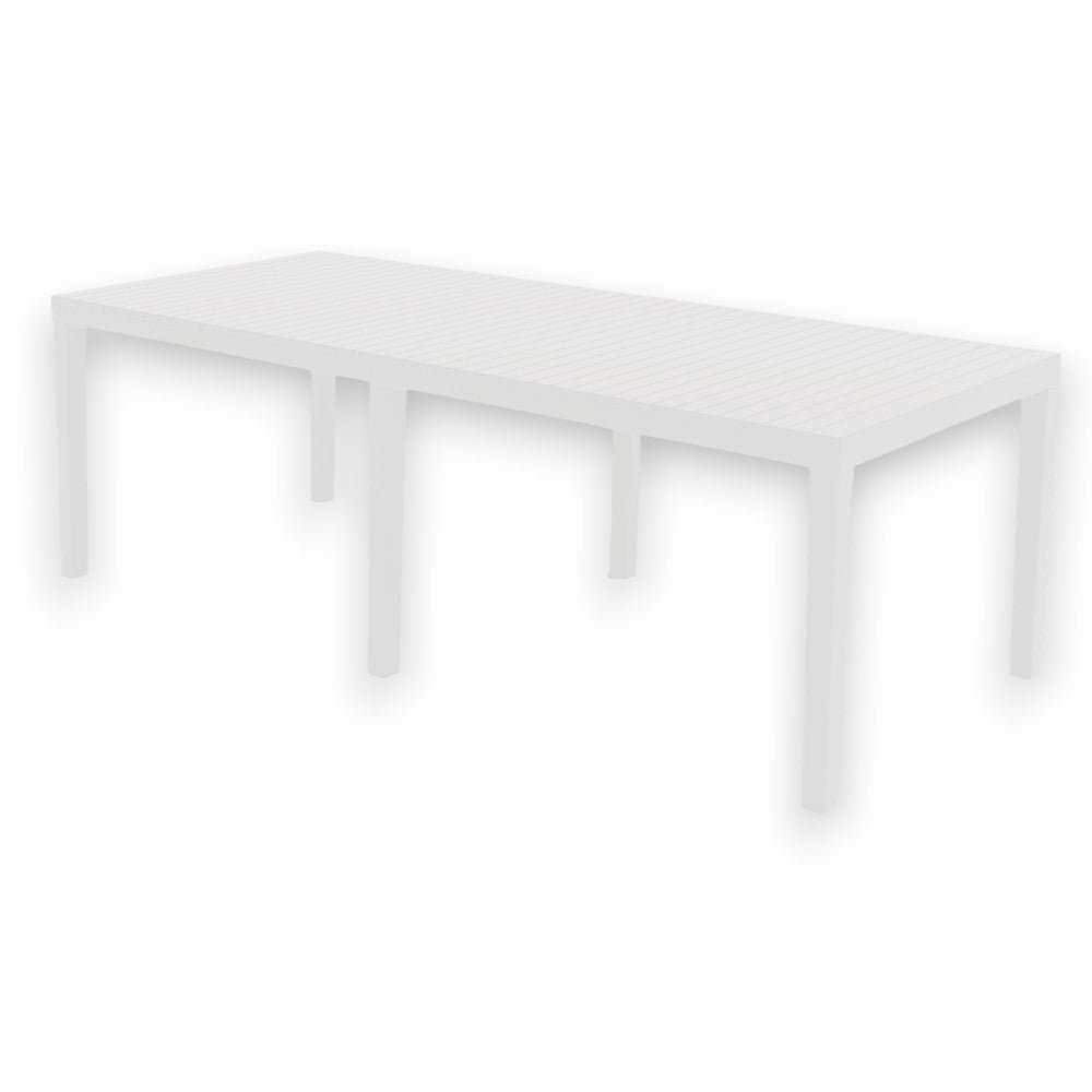 Tavolo in resina da esterno giardino estensibile allungabile effetto doghe bianco Indo