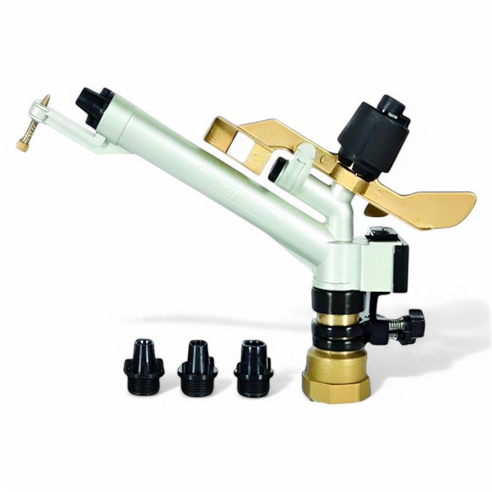 Irrigatore a settore 1"1/2F per medie e basse pressioni con ampiezza regolabile e ugelli intercambiabili per orti e campi
