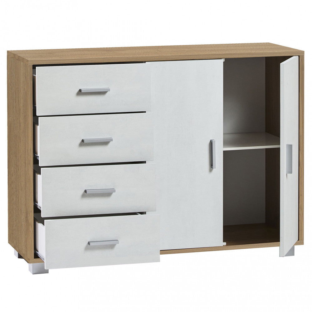 A799Nsosk Kit armoire 2 portes 4 tiroirs en noyer Stelvio et oxyde blanc
