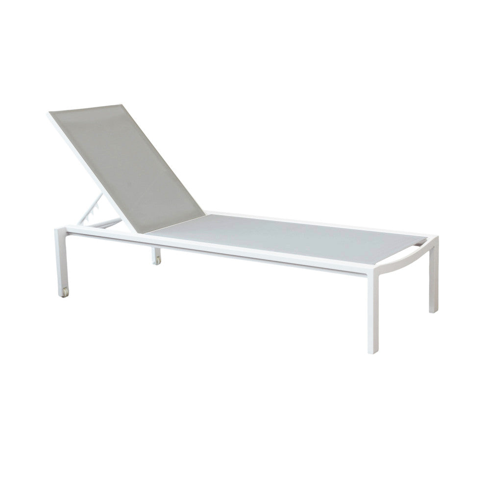 Lettino prendisole grigio chiaro impilabile rettangolare con struttura in alluminio 200x75xH39 cm Nefast