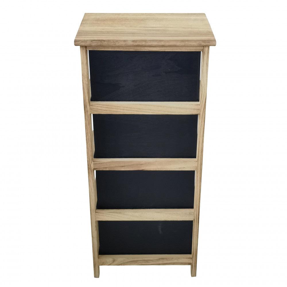 Mobiletto in legno con quattro cassetti fisso 34x25xH77 cm nero e beige Claiton