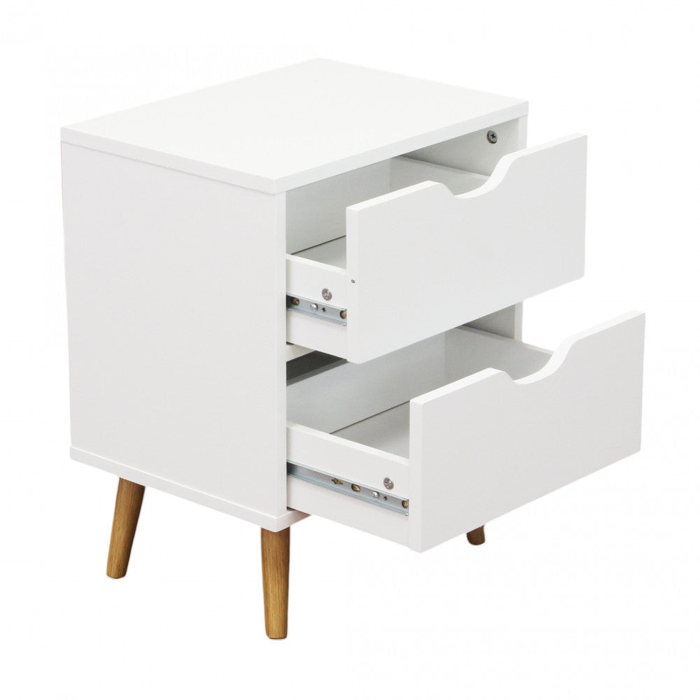 Comodino bianco elegante in legno con cassetto portaoggetti per camera da letto