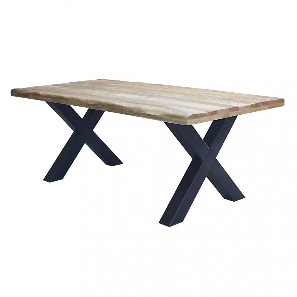 Tavolo rettangolare con piano in legno mango e struttura in metallo 200x100xH77 cm Conrad