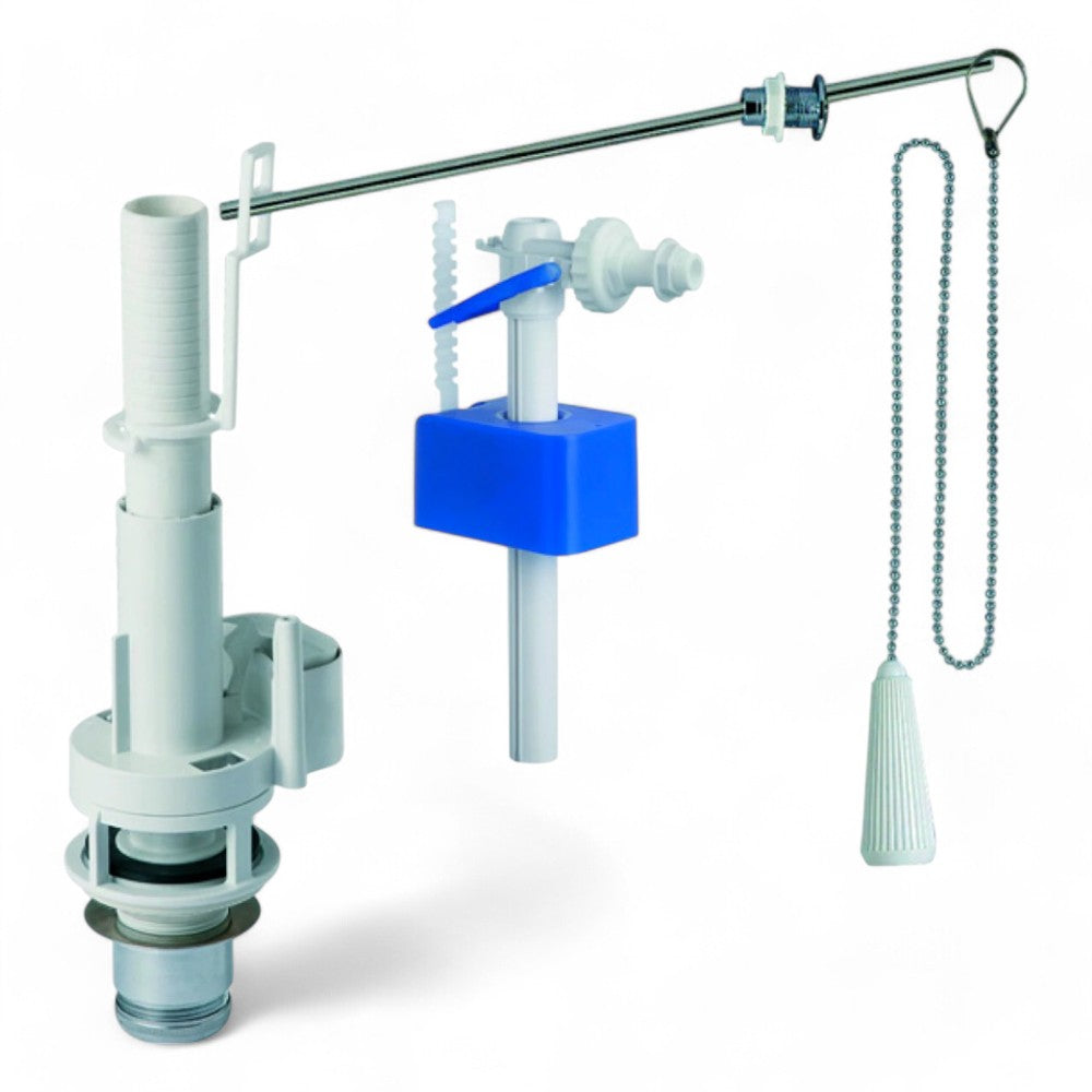 Kit di scarico per cassetta wc alta con galleggiante blu rambo 3/8"
