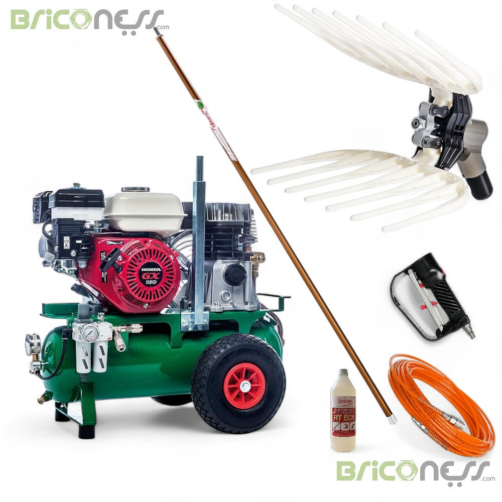 Récolteuse d'olives pneumatique professionnelle, moteur de shaker, compresseur Krisi 380, kit pour 1 opérateur Sbaraglia