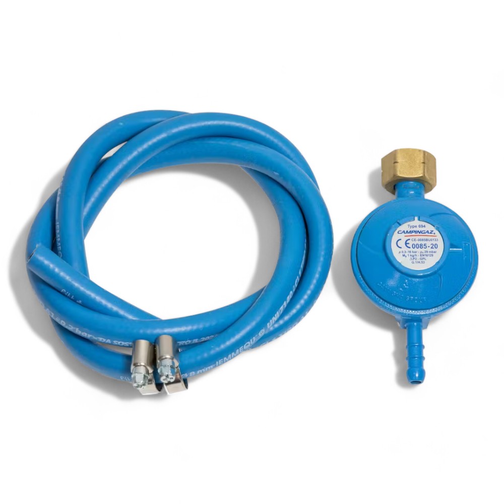 Kit régulateur avec tuyau et colliers de serrage pour barbecue à gaz